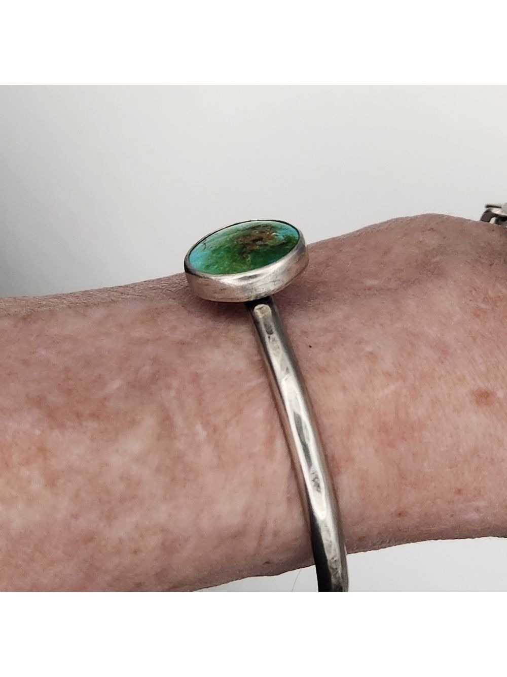 Turquoise Stone Sterling Silver Cuff - Picture 2 of 6